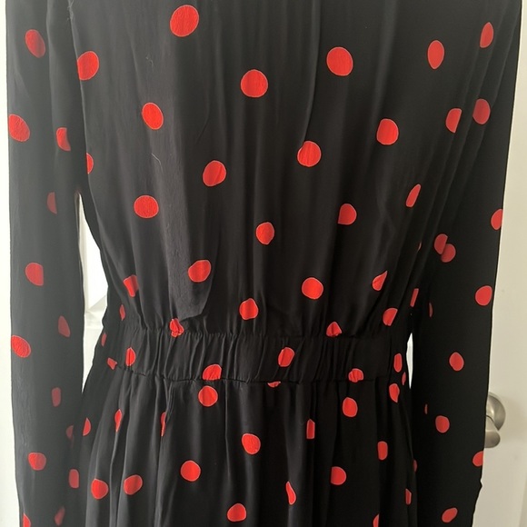 GANNI Twist-Front Shirtdress Barra Black/Red Polka Dot Print Crepe Size 38 - Picture 9 of 9